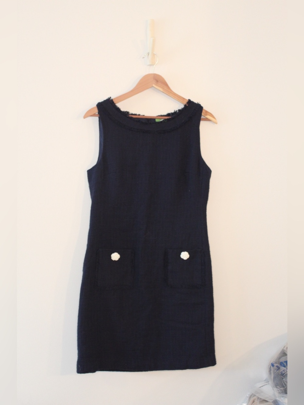 Karl Lagerfeld Paris Navy Tweed Sheath Dress Size 8